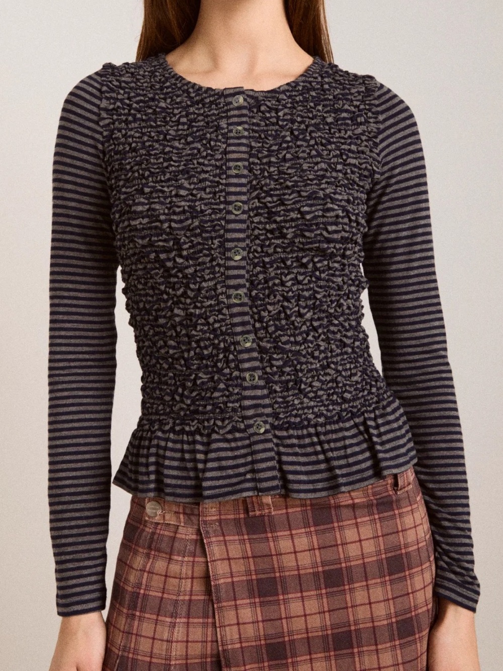 NWT Damson Madder Peggy Smocked Striped Cardi US 6